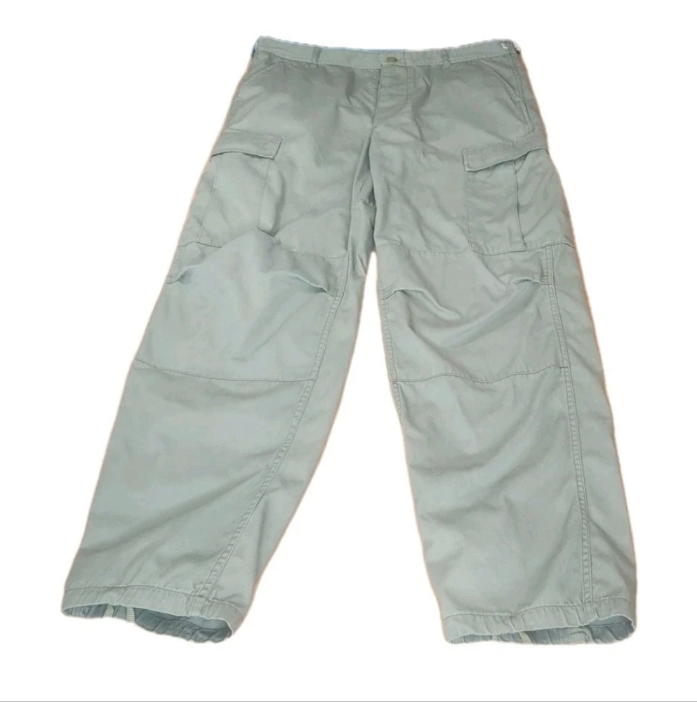 Vtg US Military Parachute Pants Men 36/31 Button Fly Green Paratrooper Baggy Y2k